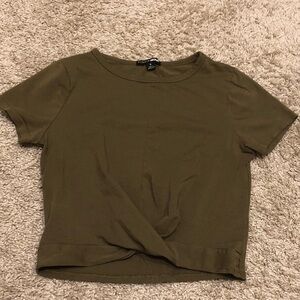 Fashion Nova Olive Twist Front Crop Top